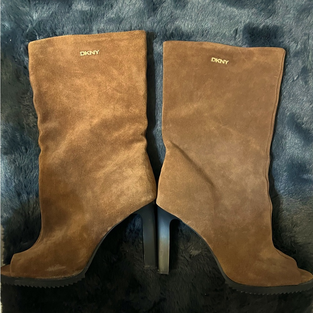 Size 10 suede heel booties .